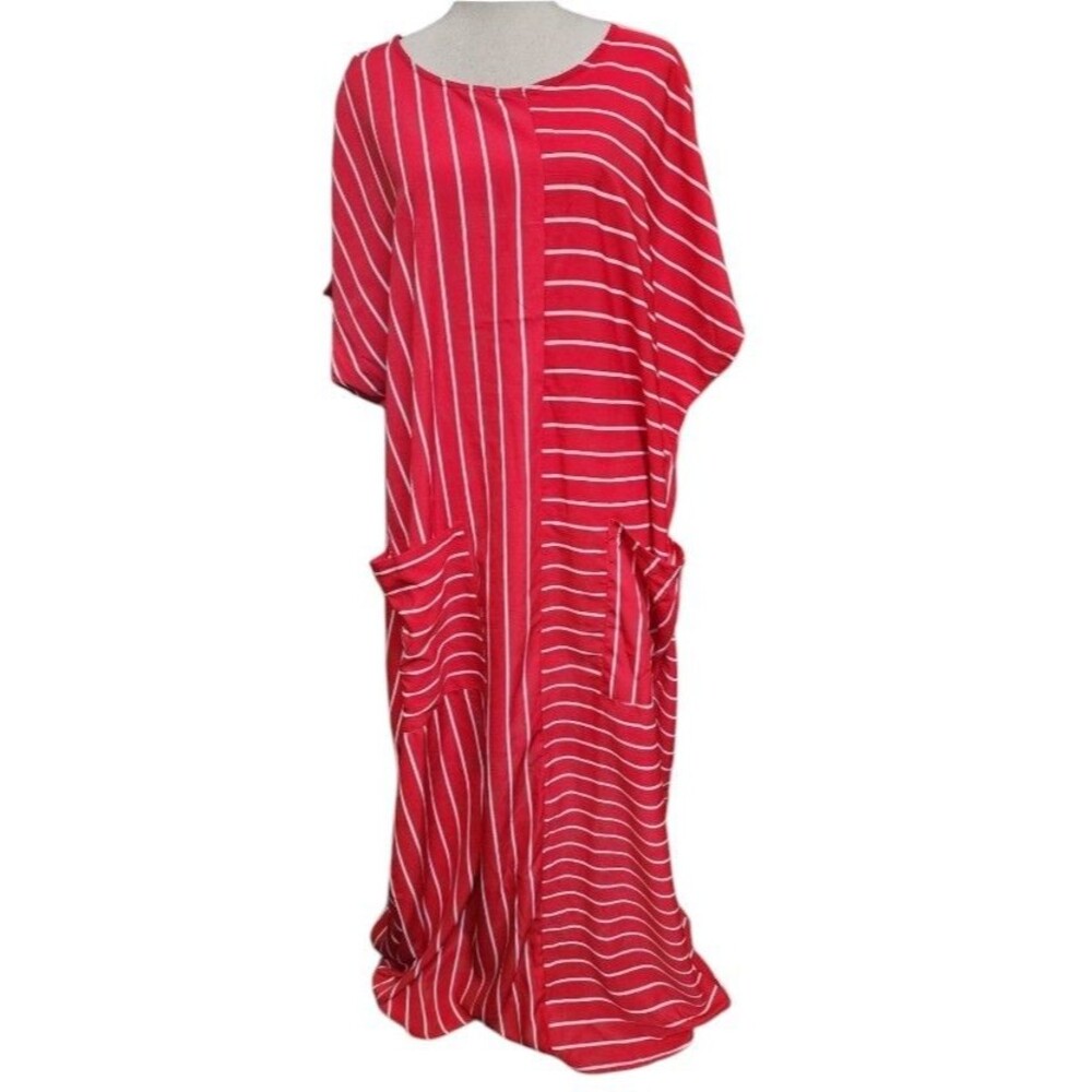 Emery Rose Loose-fit Striped Kaftan Dress Size 1XL Maxi Batwing Sleeve Flowy